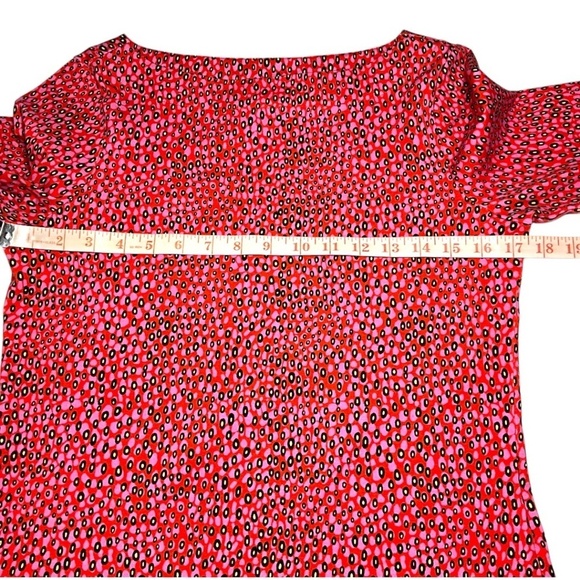 TED BAKER Cotton Willew Elbow Length Top in Pink Spotted Animal Print US Sz S - Picture 6 of 10